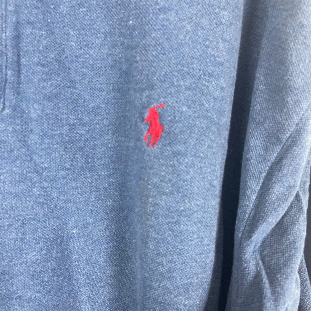 VTG Polo Ralph Lauren Long Sleeve Polo Shirt Blue Red Pony Logo Men's XXL‎